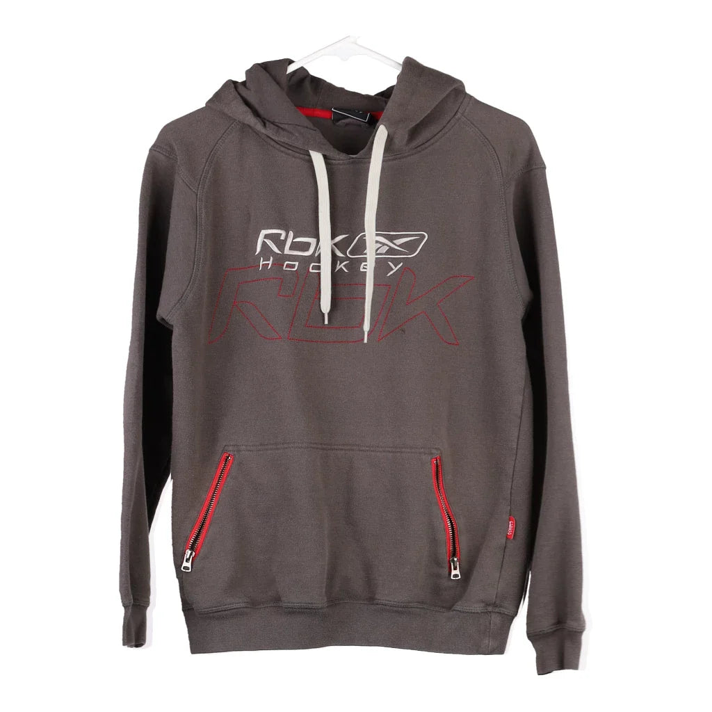 image of Age 14-16 Reebok Spellout Hoodie - Large Grey Cotton Blend