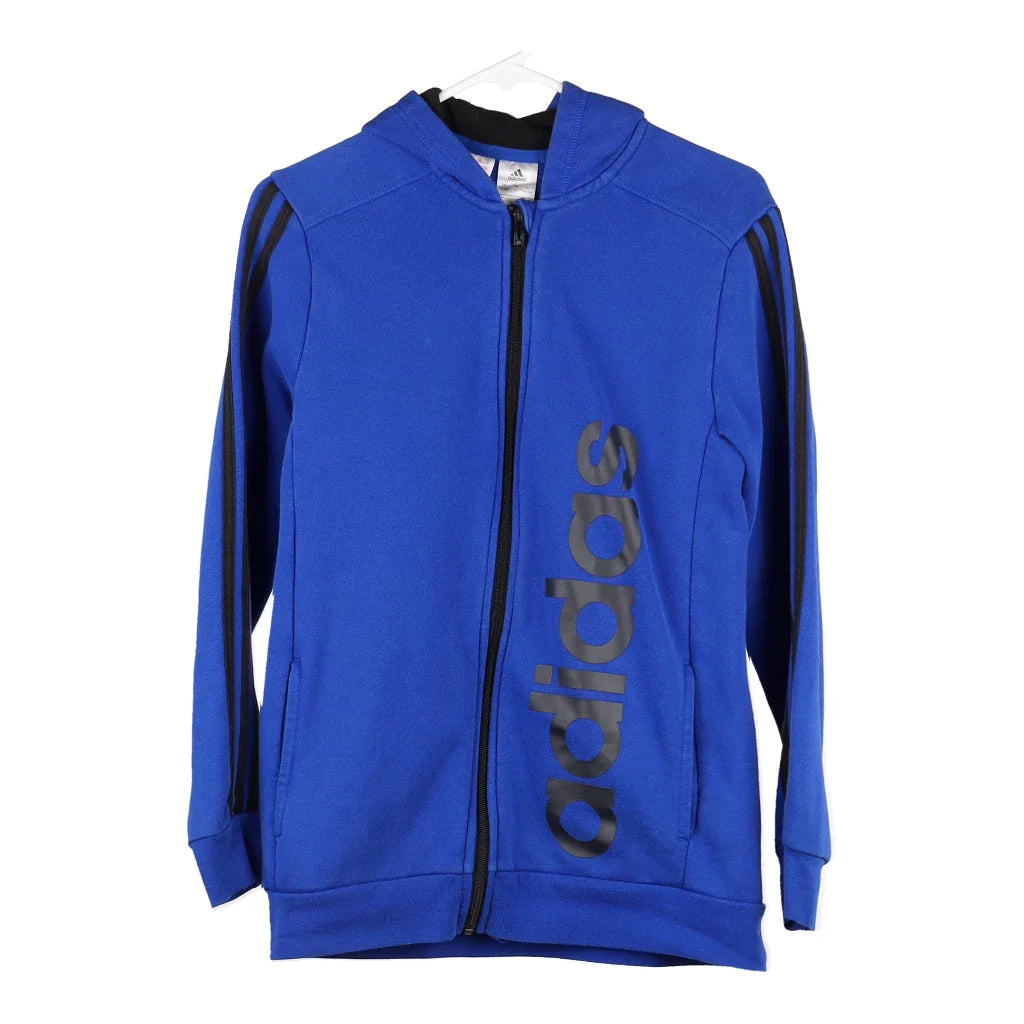 image of Age 15-16 Adidas Spellout Hoodie - XL Blue Cotton Blend