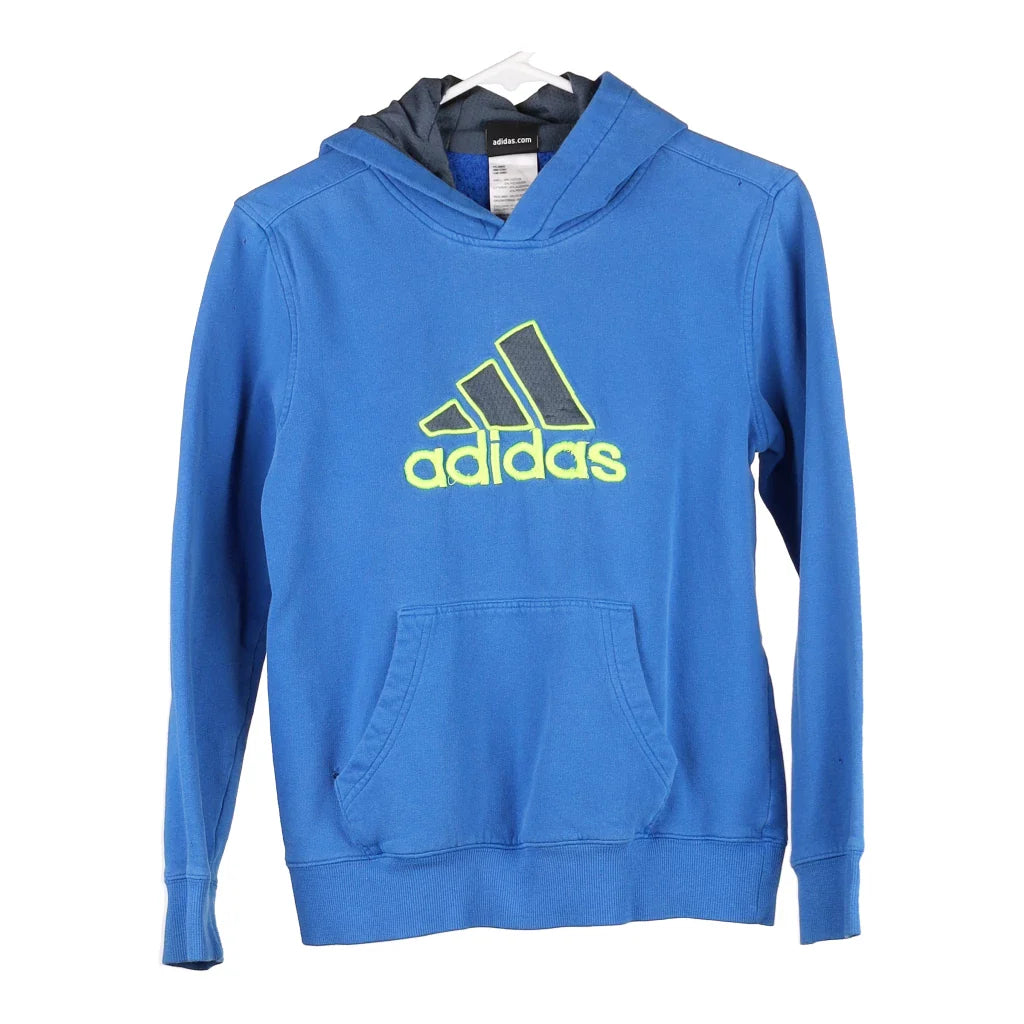 image of Age 13-14 Adidas Hoodie - Large Blue Cotton Blend