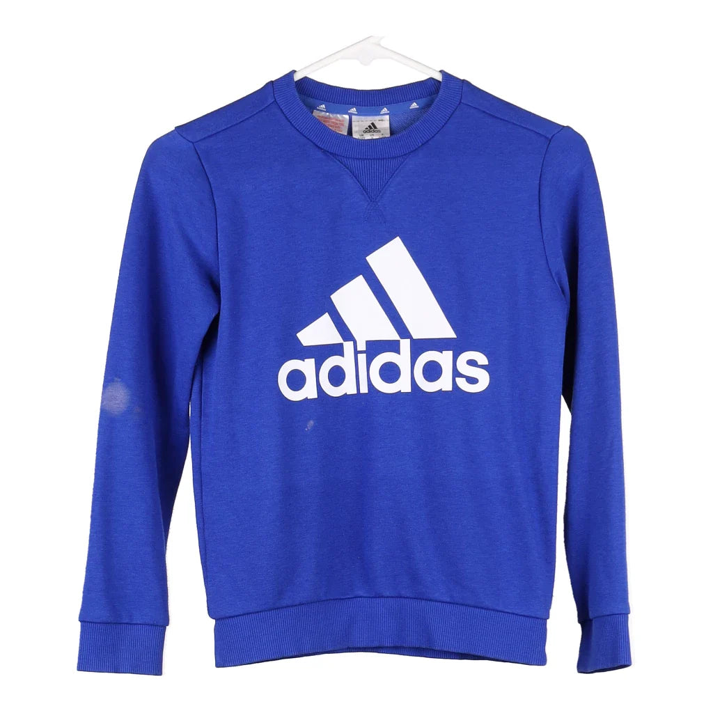 image of Age 9-10 Adidas Spellout Sweatshirt - Small Blue Cotton Blend