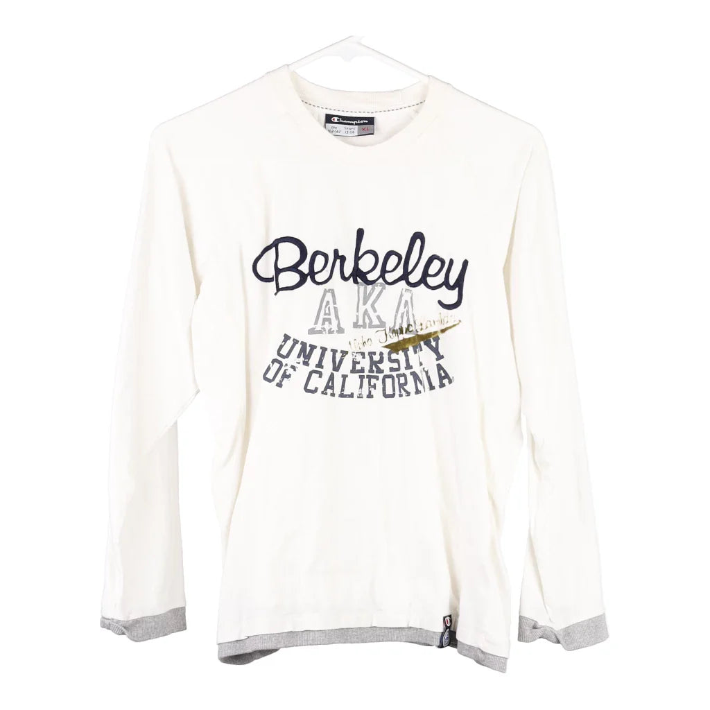image of Age 13-14 Champion Long Sleeve Top - XL White Cotton Blend