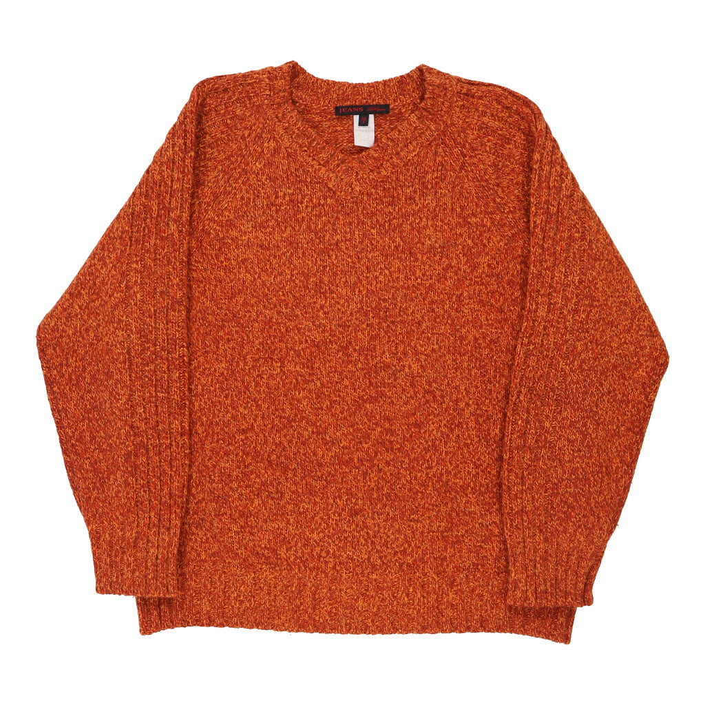 image of Les Copains V-neck Jumper - XL Orange Wool Blend