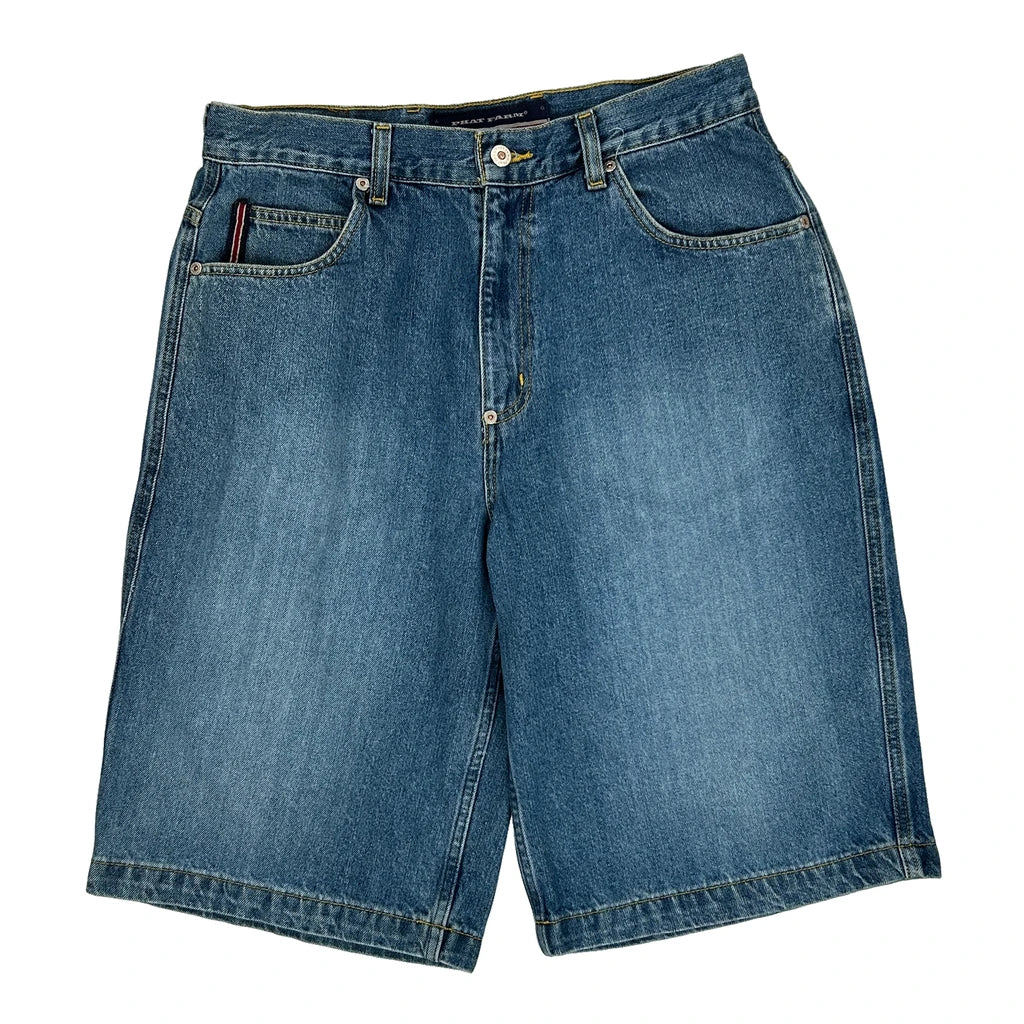 image of Phat Farm Denim Shorts - 32W 12L Blue Cotton