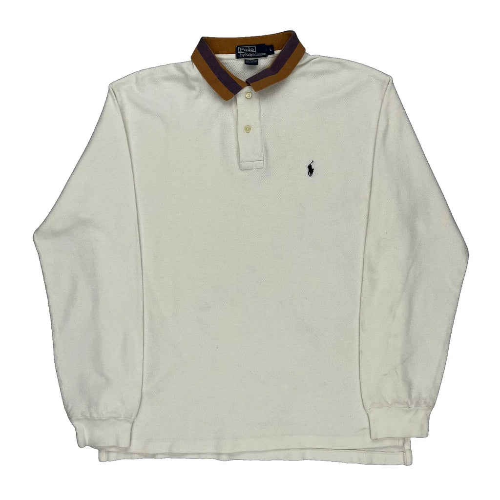 image of Polo By Ralph Lauren Long Sleeve Polo Shirt - Large Brown Cotton