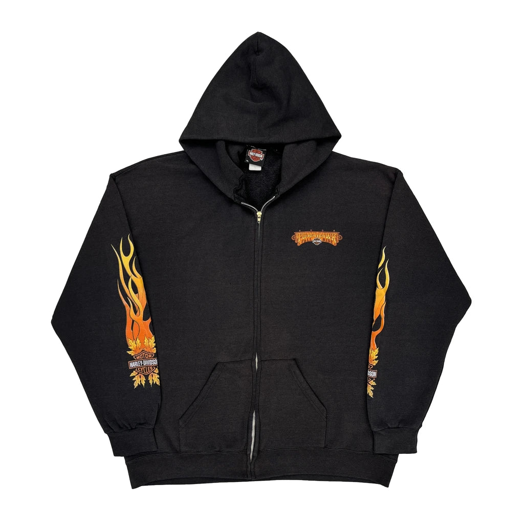 image of Tomahawk Fall Ride Harley Davidson Graphic Hoodie - XL Black Cotton Blend