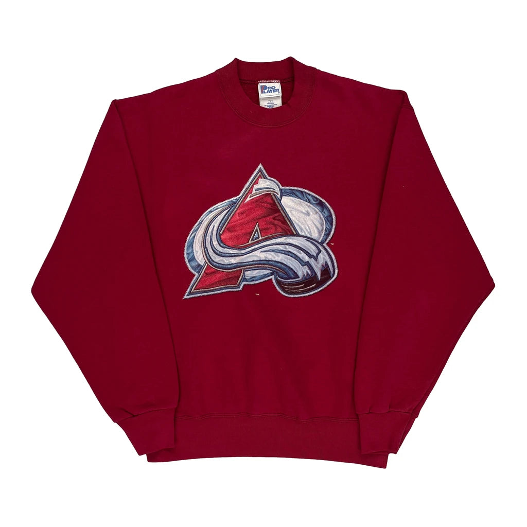 image of Made In Usa Colorado Avalanche Pro Player Nhl Sweatshirt - Large Burgundy Cotton Blend