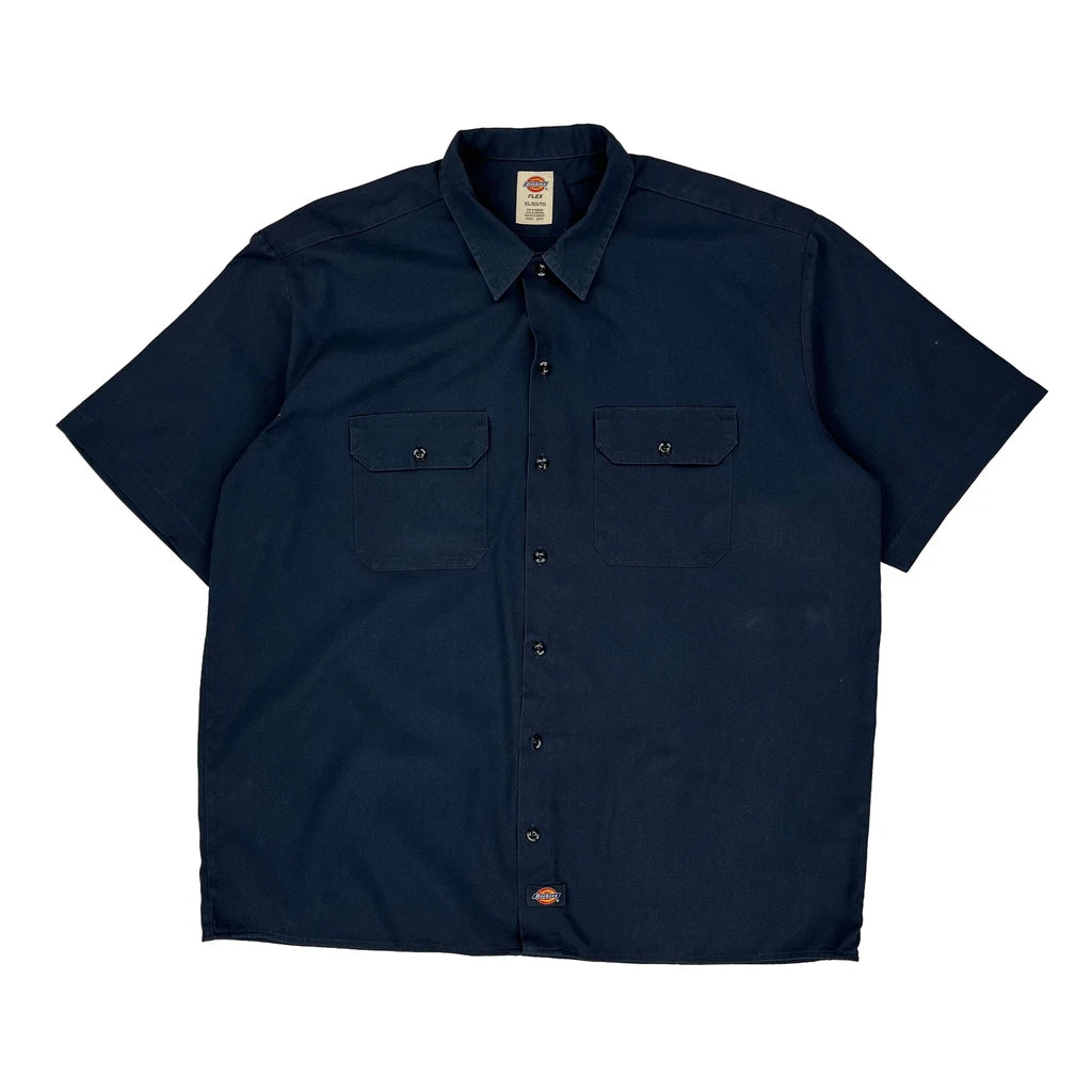 image of Dickies Short Sleeve Shirt - XL Navy Polyester Blend