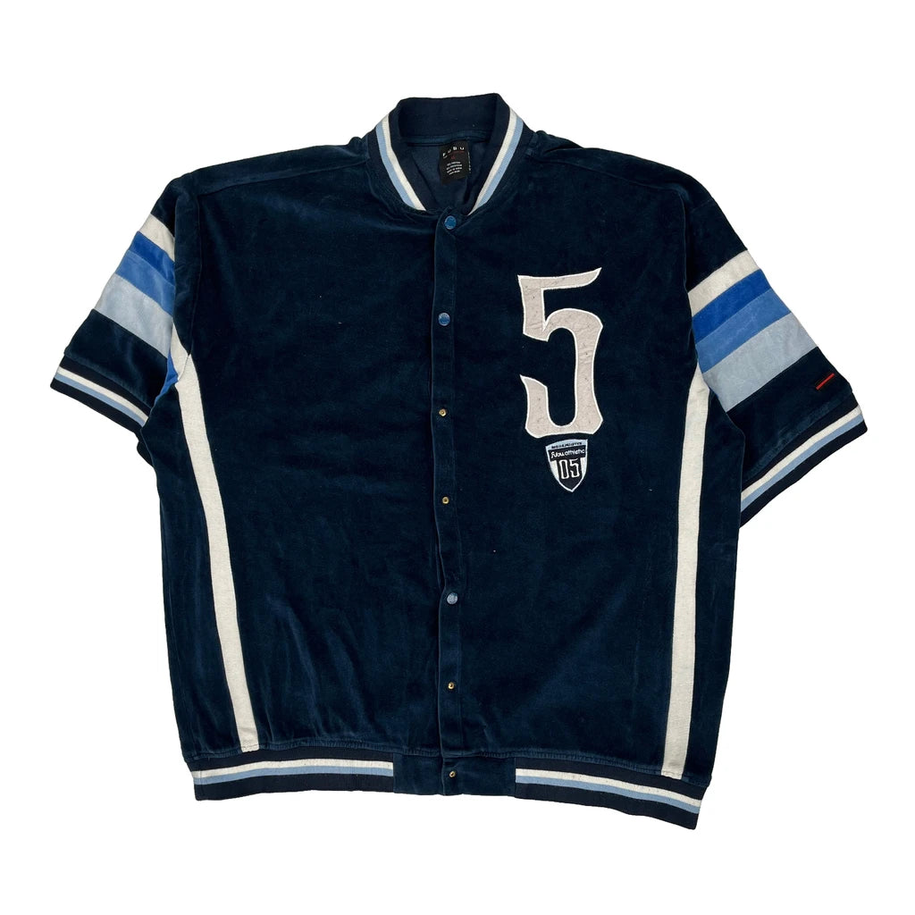 image of Fubu Velour Track Jacket - XL Blue Cotton Blend
