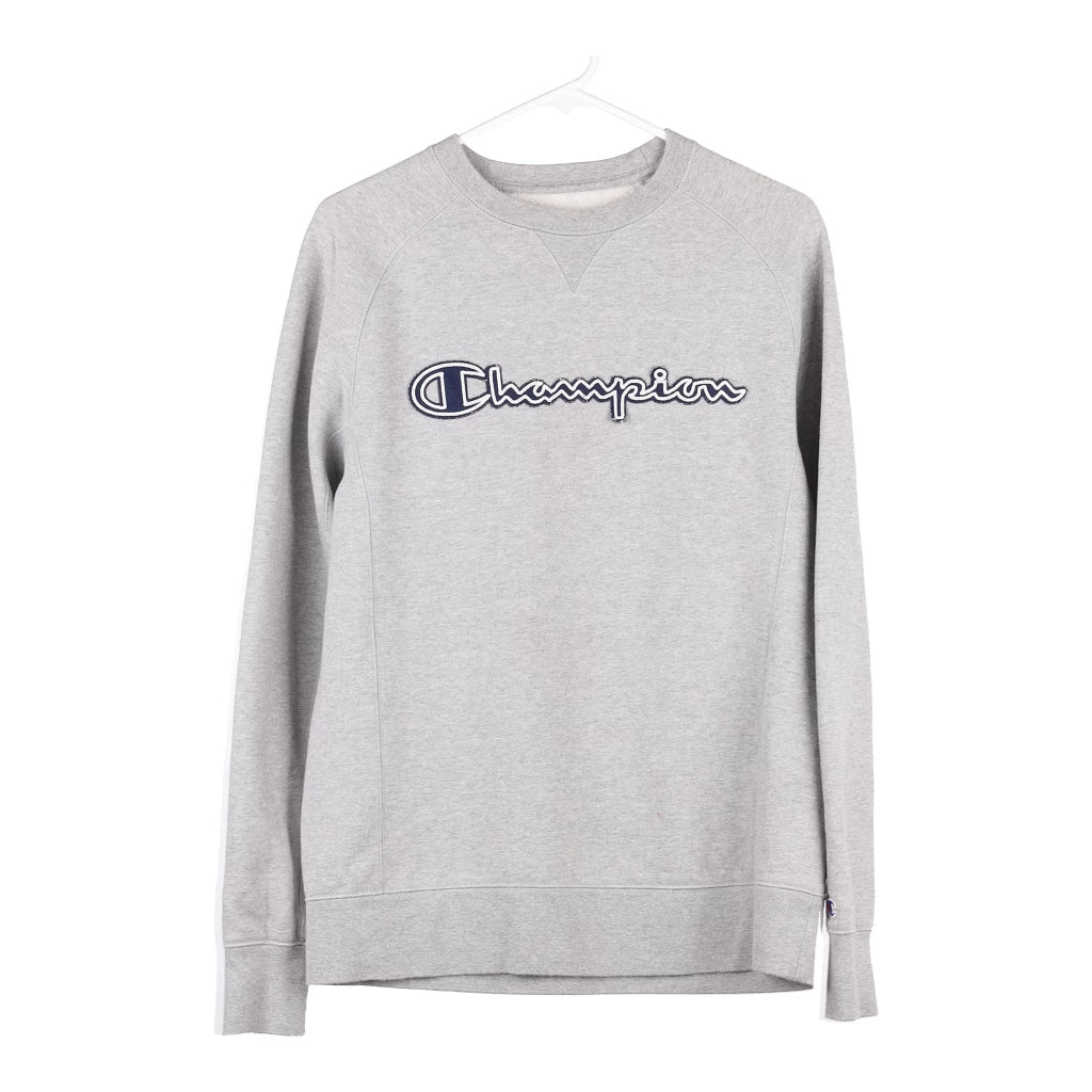 image of Champion Spellout Sweatshirt - Small Grey Cotton Blend