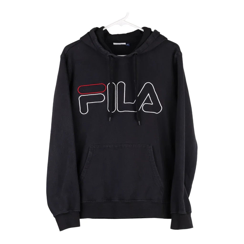 Image of Fila Spellout Hoodie - Small Black Cotton Blend