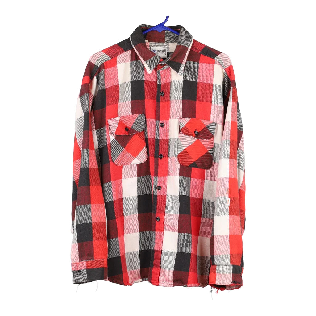 Image of Five Brother Checked Flannel Shirt - XL Red Cotton