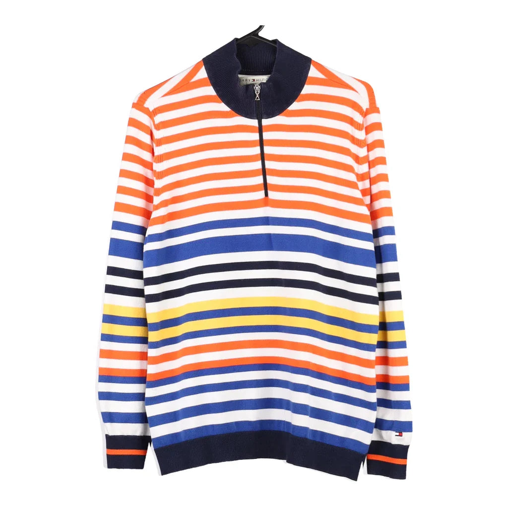 image of Tommy Hilfiger Striped 1/4 Zip - Large Multicoloured Cotton