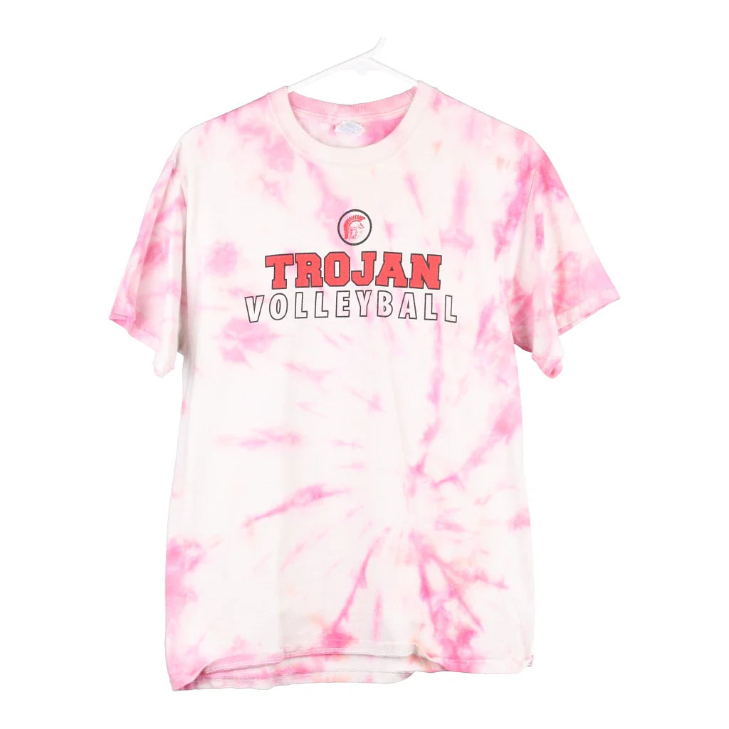 image of Trojan Volleyball Port & Company Tie-Dye T-Shirt - Medium Pink Cotton