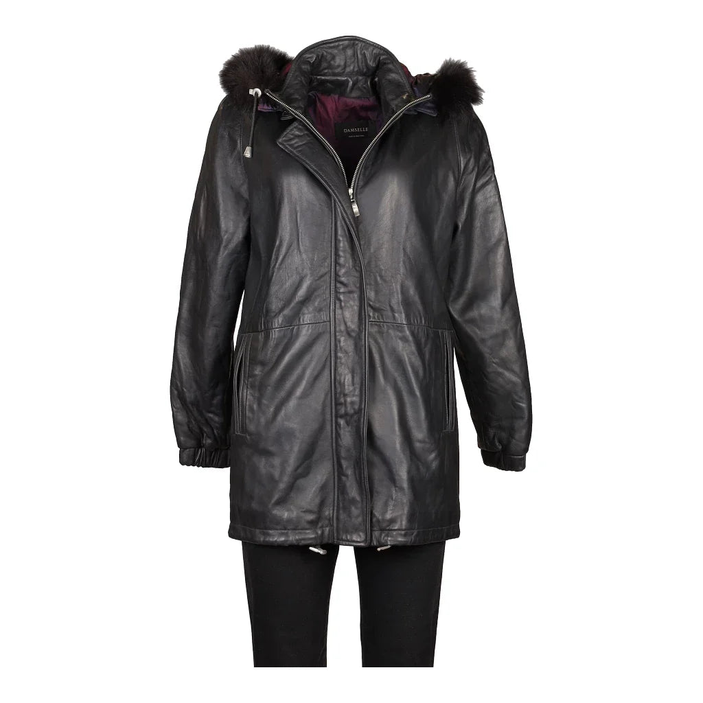 image of 80s Damselle Leather Jacket - Small Black Leather