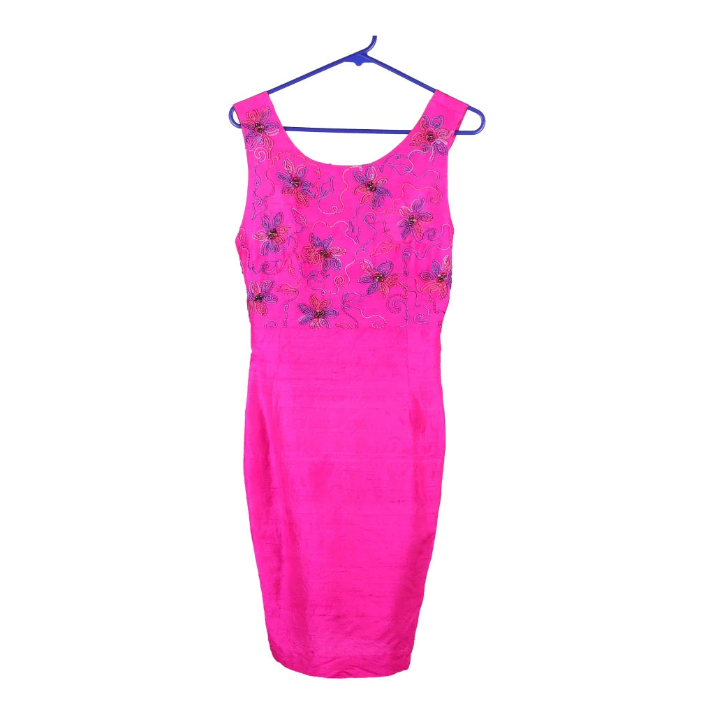 image of Unbranded Embroidered Midi Dress - Small Pink Polyester Blend
