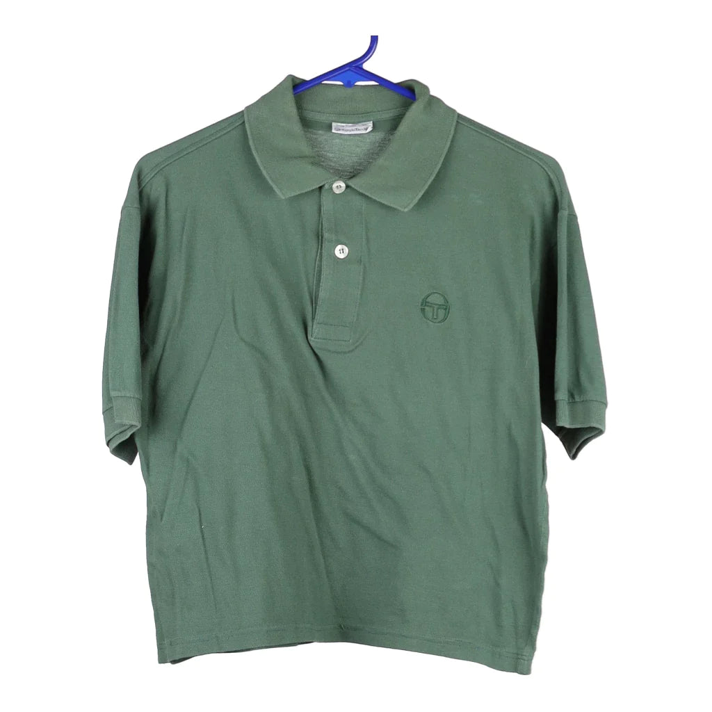 image of Sergio Tacchini Cropped Polo Shirt - Large Green Cotton Blend