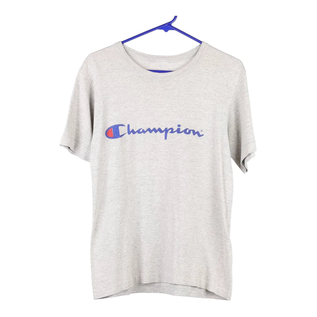 image of Champion Spellout T-Shirt - Small Grey Cotton Blend