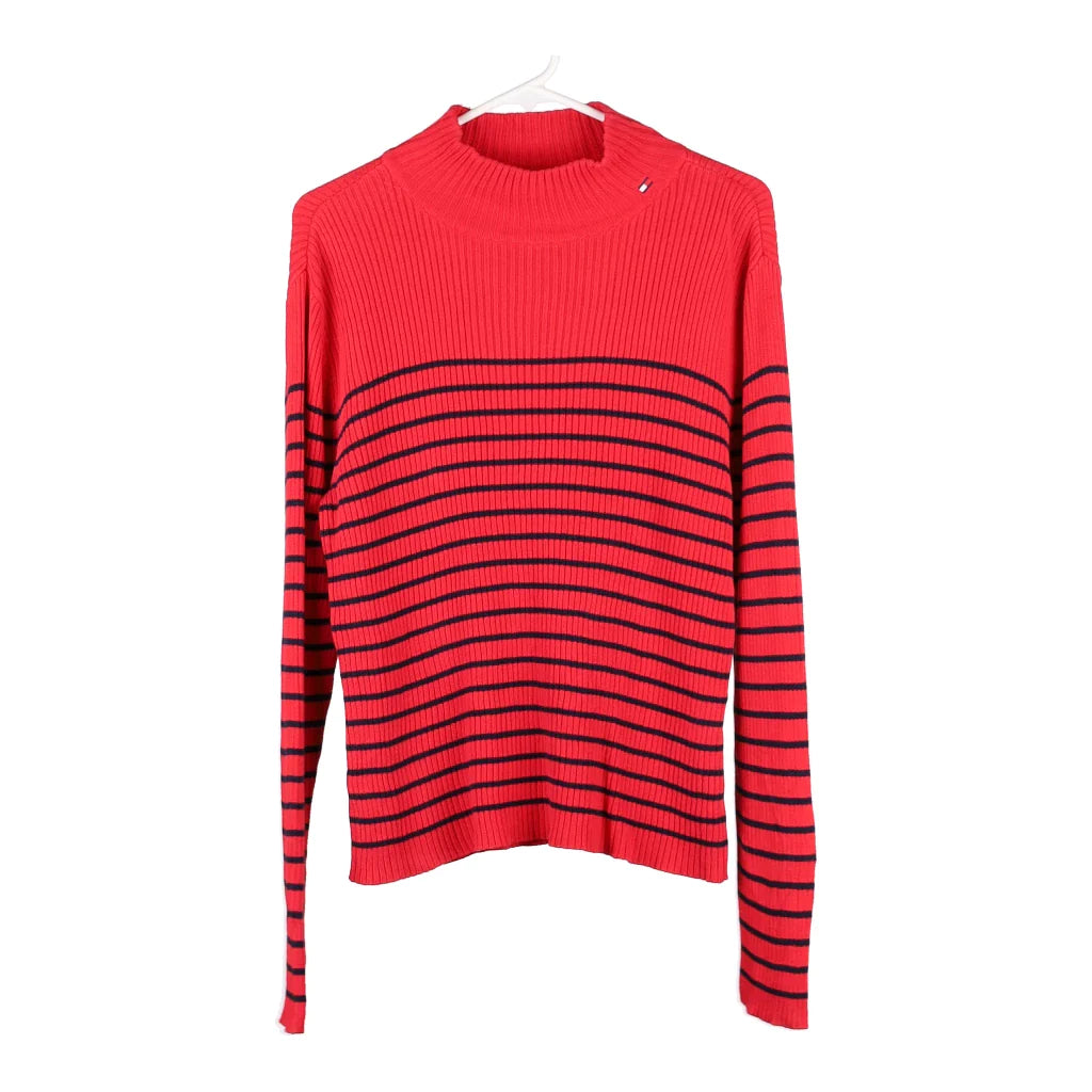 image of Tommy Hilfiger Striped Rollneck - Medium Red Cotton