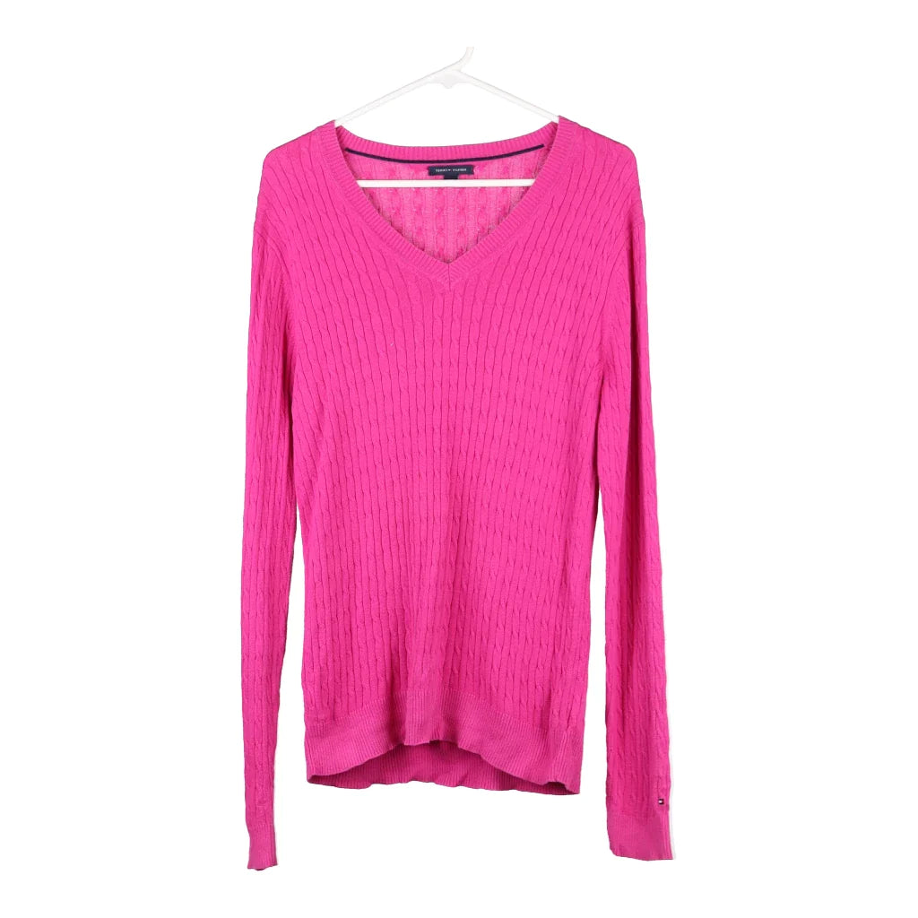 image of Tommy Hilfiger V-neck Jumper - Large Pink Cotton