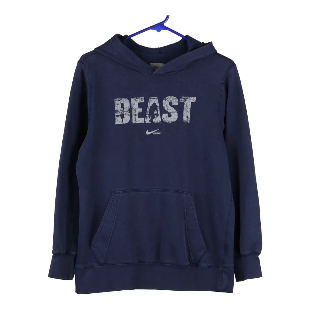 image of Nike Graphic Hoodie - Large Navy Cotton Blend