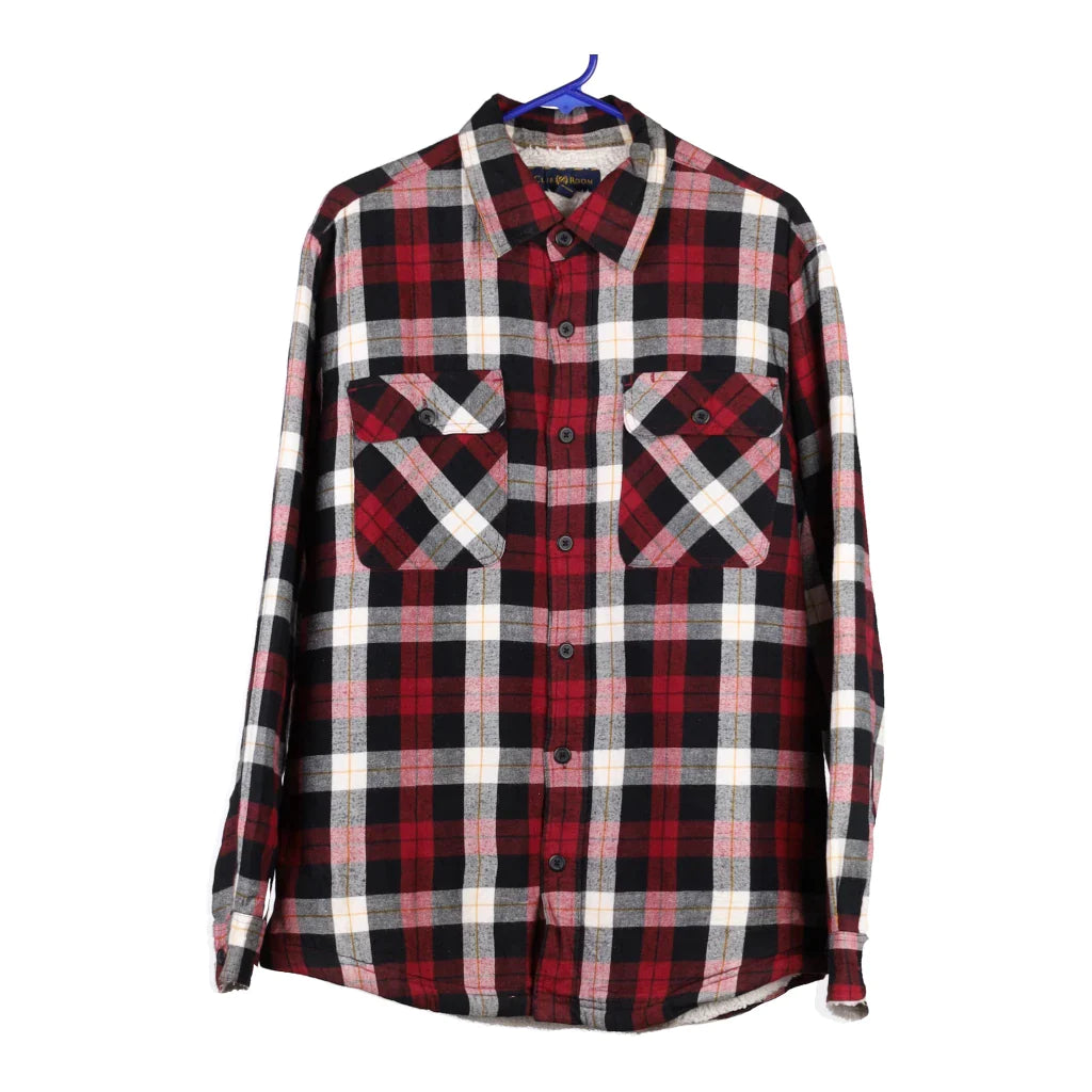 image of Club Monaco Checked Overshirt - Medium Red Cotton