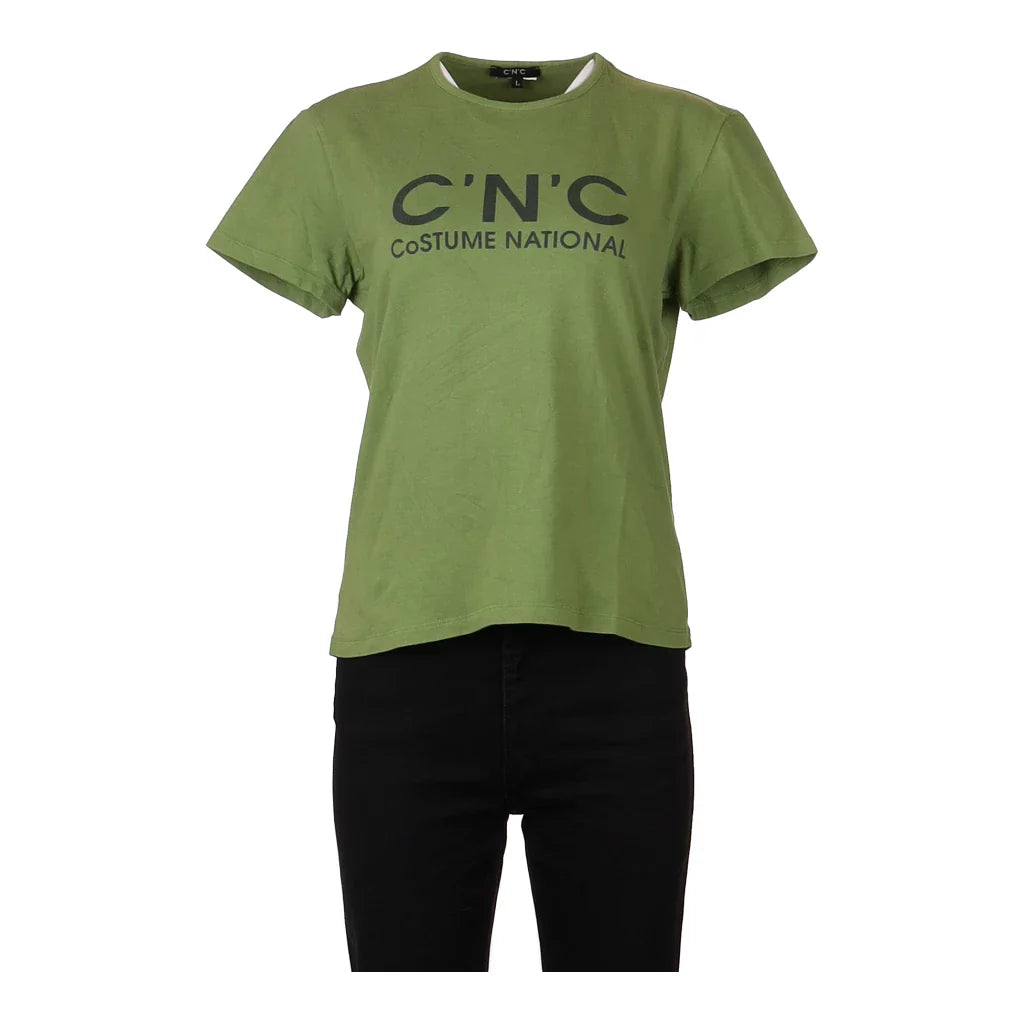 image of Costume National Spellout T-Shirt - Large Green Cotton