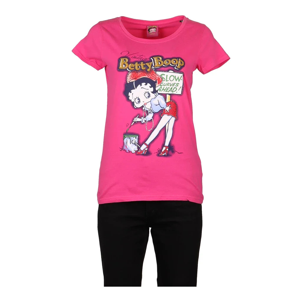 Image of Betty Boop Graphic T-Shirt - Medium Pink Cotton