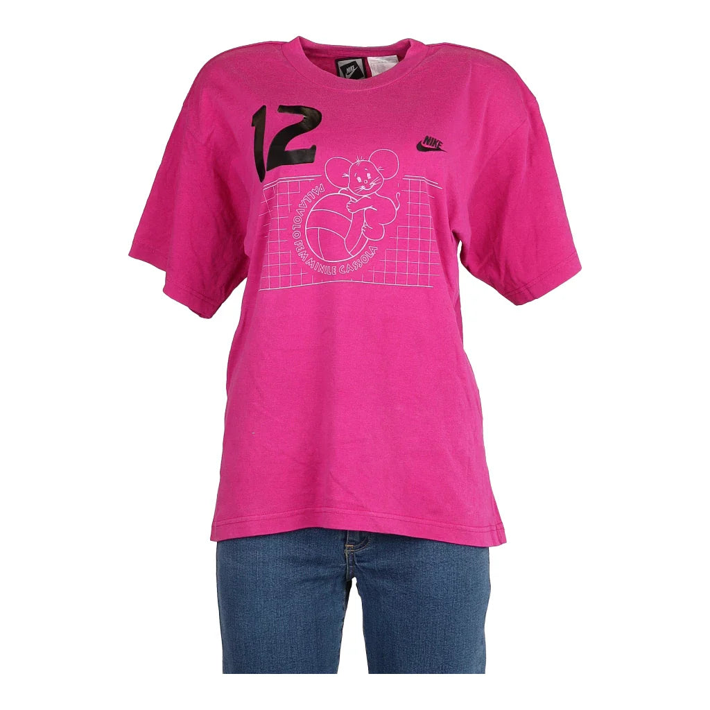 Image of Nike Graphic T-Shirt - Small Pink Cotton