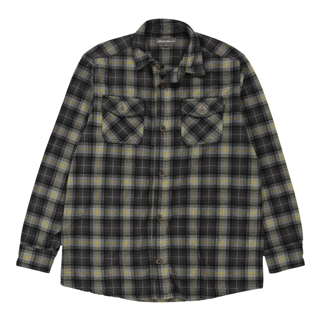 image of Eddie Bauer Checked Overshirt - XL Grey Cotton