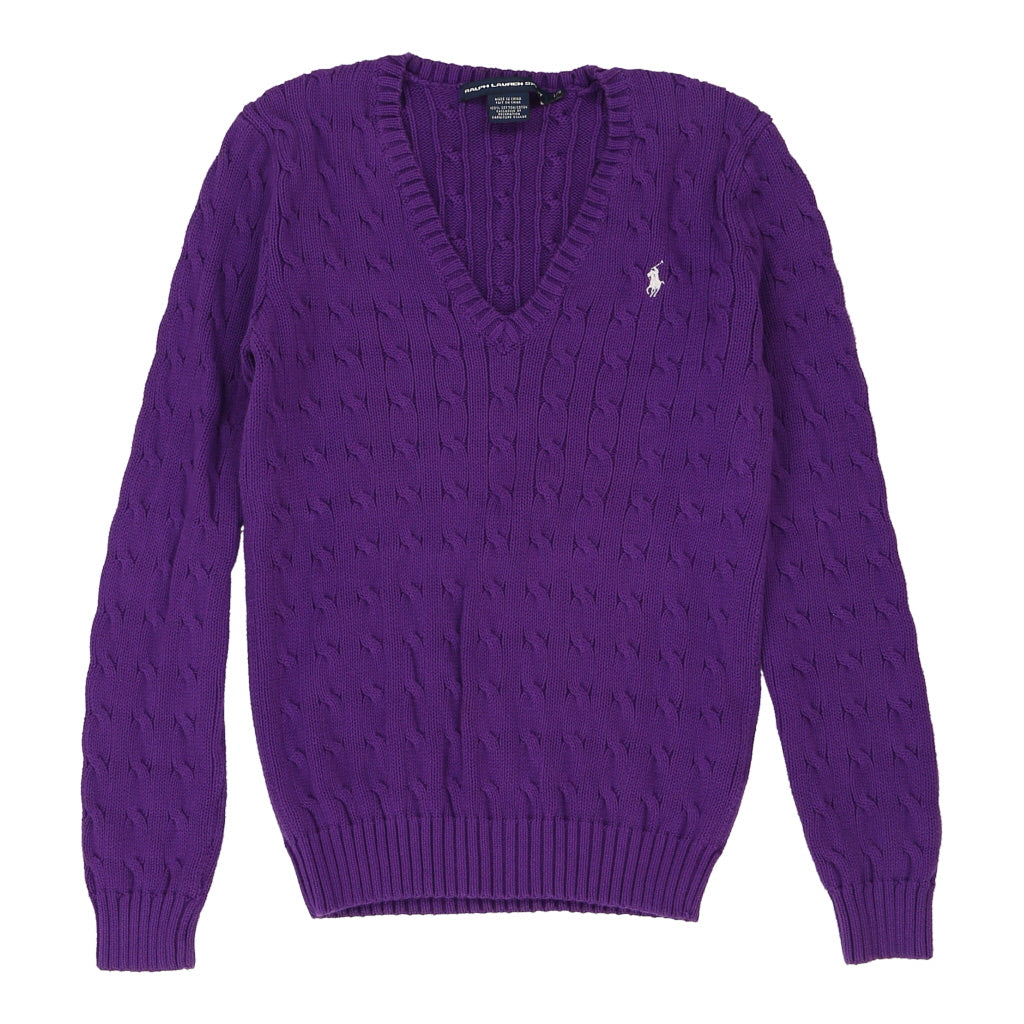 Image of Ralph Lauren Sport V-neck Jumper - Large Purple Cotton