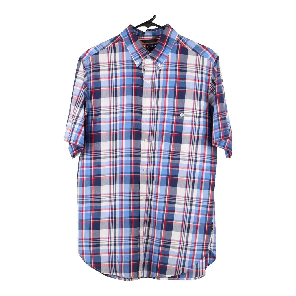 image of Chaps Checked Short Sleeve Shirt - Medium Blue Cotton Blend