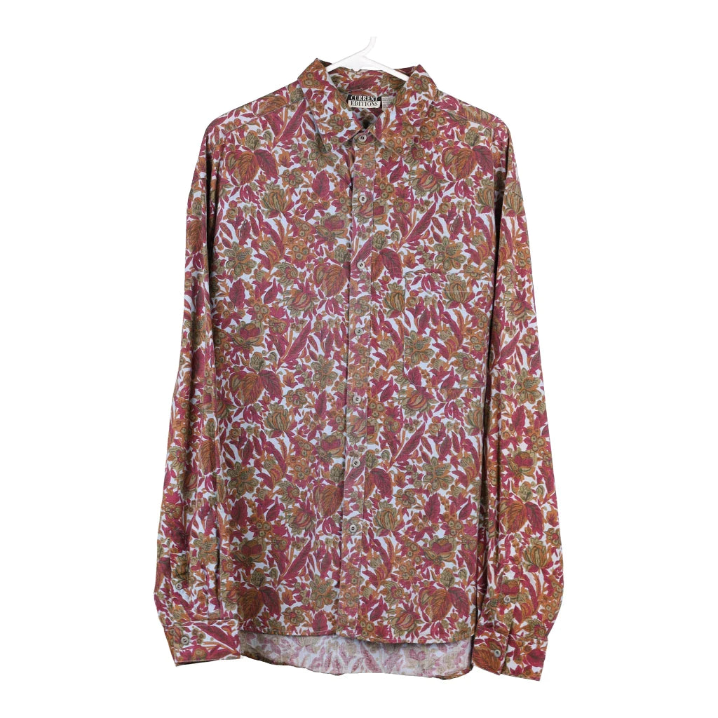 Image of Current Editions Floral Patterned Shirt - XL Red Cotton