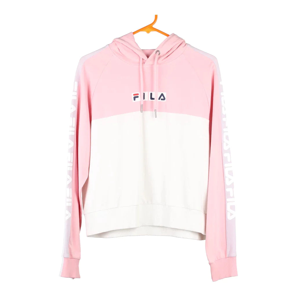 image of Bootleg Fila Hoodie - Large Pink Cotton Blend