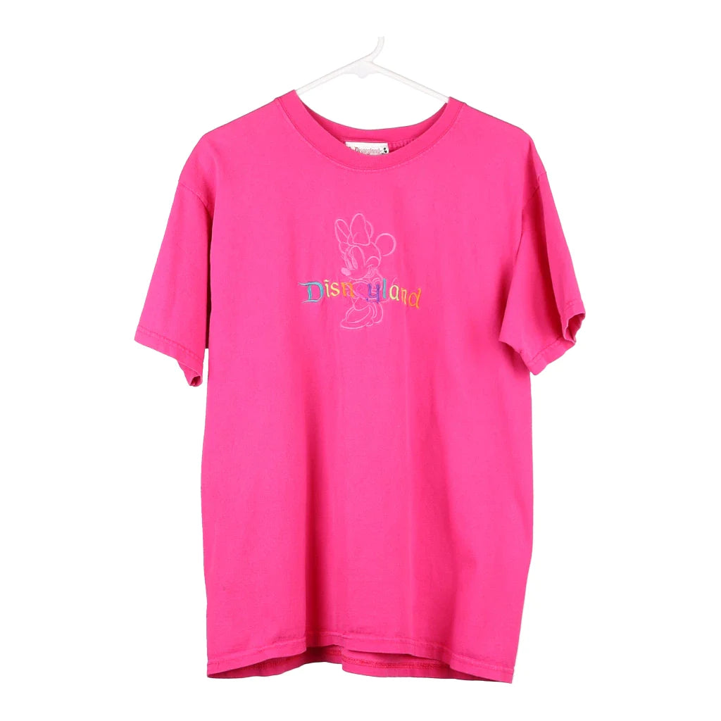 Image of Disney Embroidered T-Shirt - Large Pink Cotton