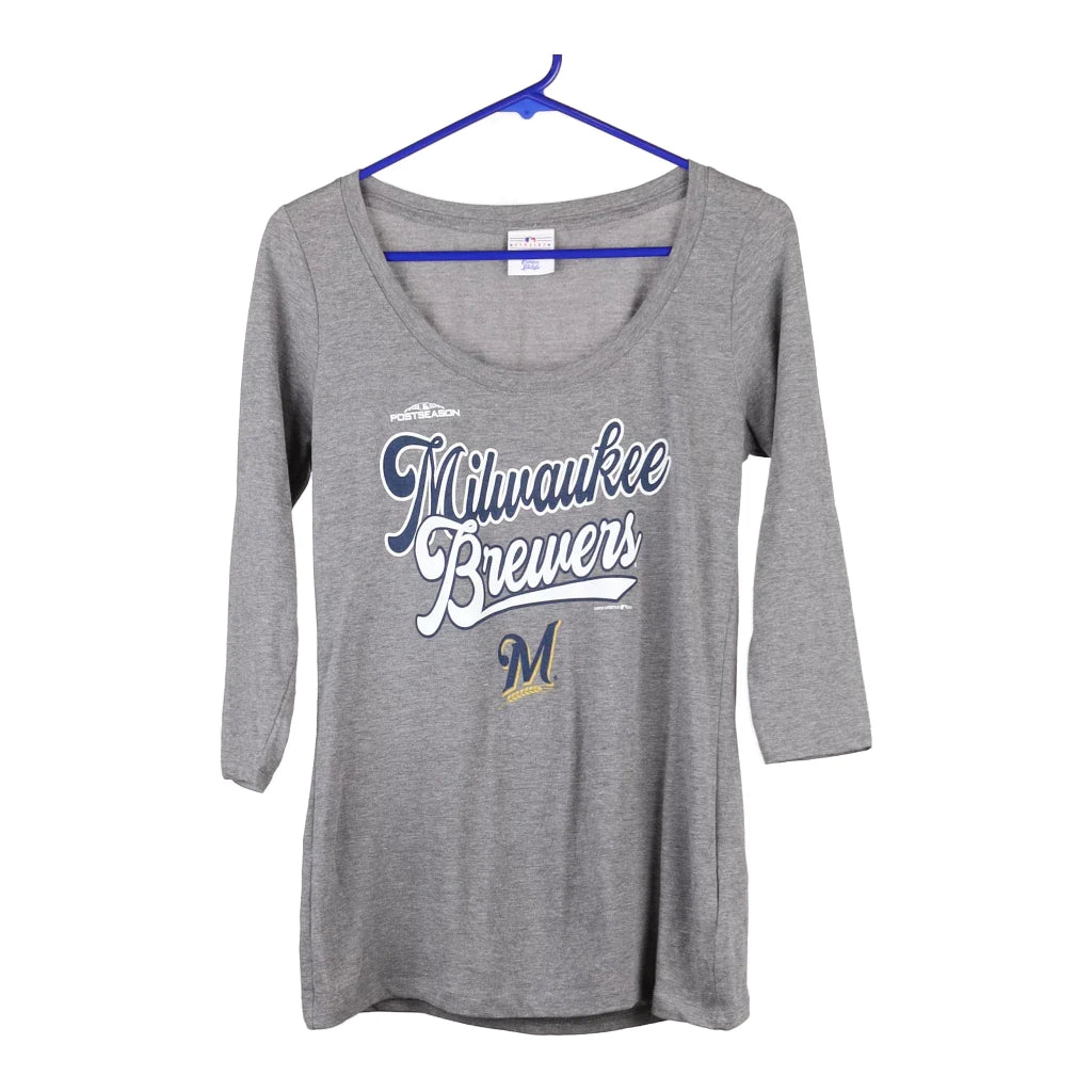 image of Milwaukee Brewers Mlb MLB Long Sleeve T-Shirt - Medium Grey Cotton