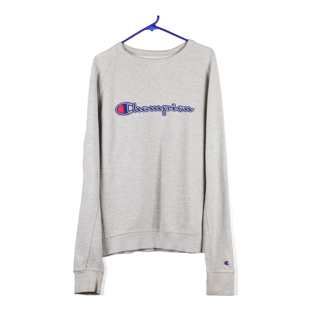 image of Champion Spellout Sweatshirt - Large Grey Cotton Blend