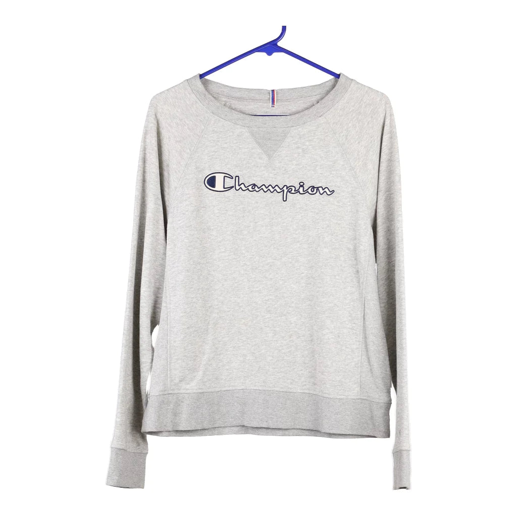 image of Champion Spellout Sweatshirt - Small Grey Cotton Blend