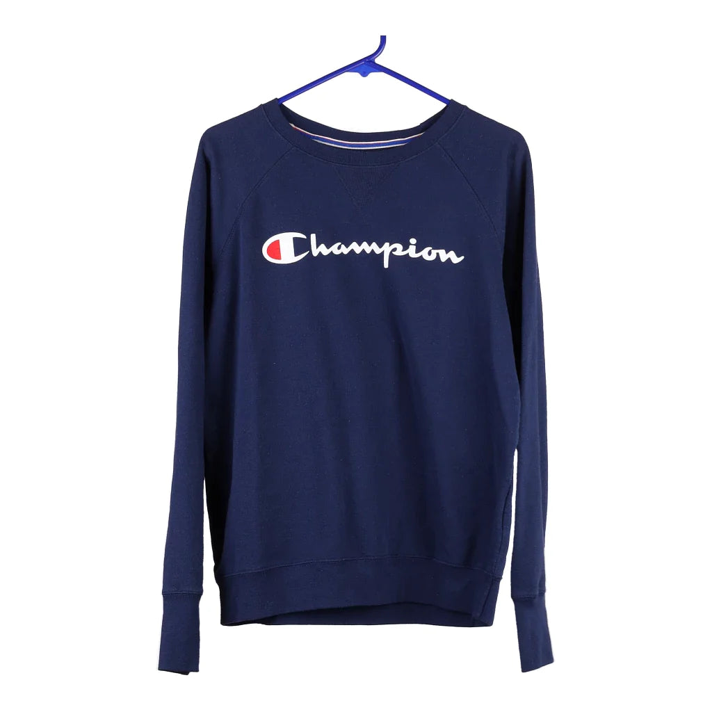 image of Champion Spellout Sweatshirt - Large Blue Cotton Blend