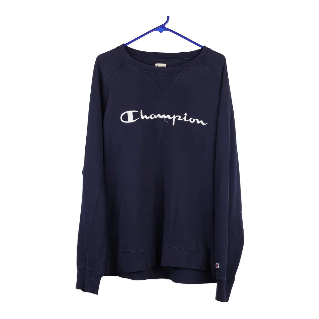 image of Champion Spellout Sweatshirt - XL Navy Cotton Blend