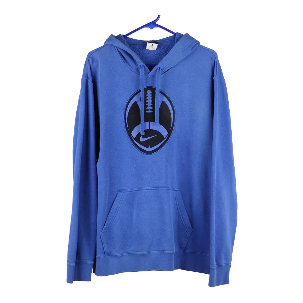 image of Nike Graphic Hoodie - Large Blue Cotton Blend