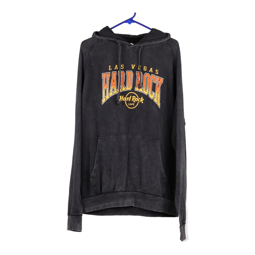 Image of Las Vegas Hard Rock Cafe Spellout Hoodie - Large Grey Cotton