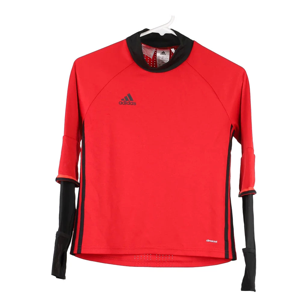 Image of Age 9-10 Adidas Track Jacket - Small Red Cotton