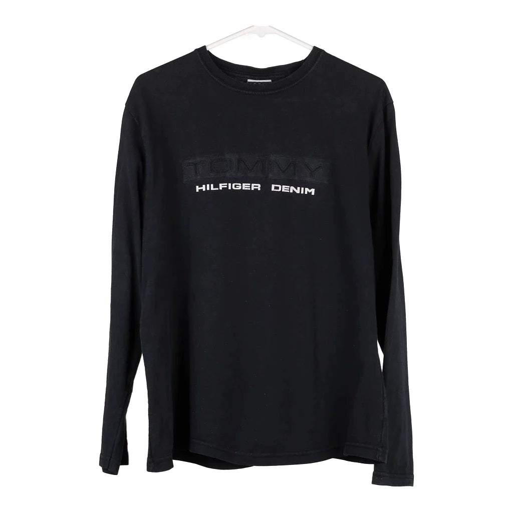 image of Tommy Jeans Spellout Long Sleeve T-Shirt - Small Black Cotton