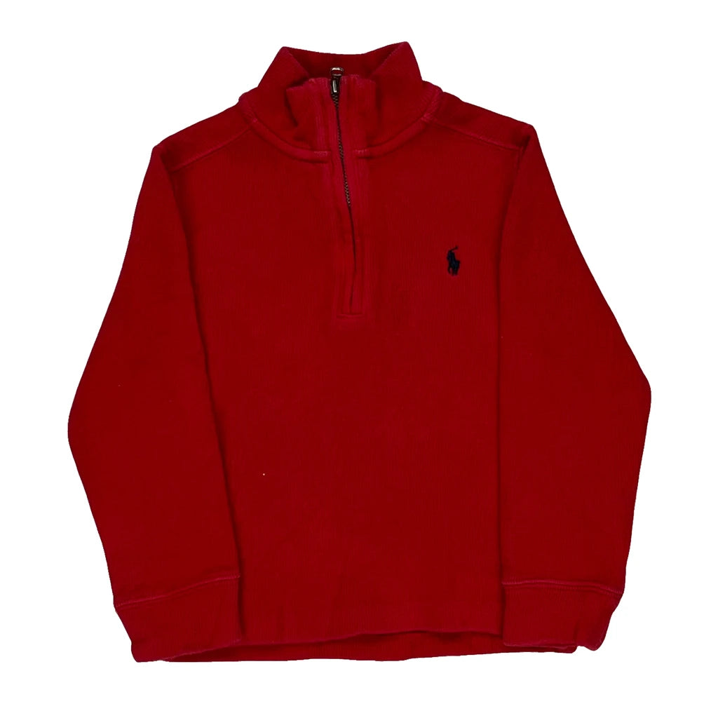 image of Age 3 Ralph Lauren 1/4 Zip - XS Red Cotton