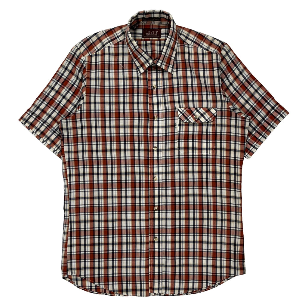 image of Levis Checked Short Sleeve Shirt - Medium Multicoloured Cotton