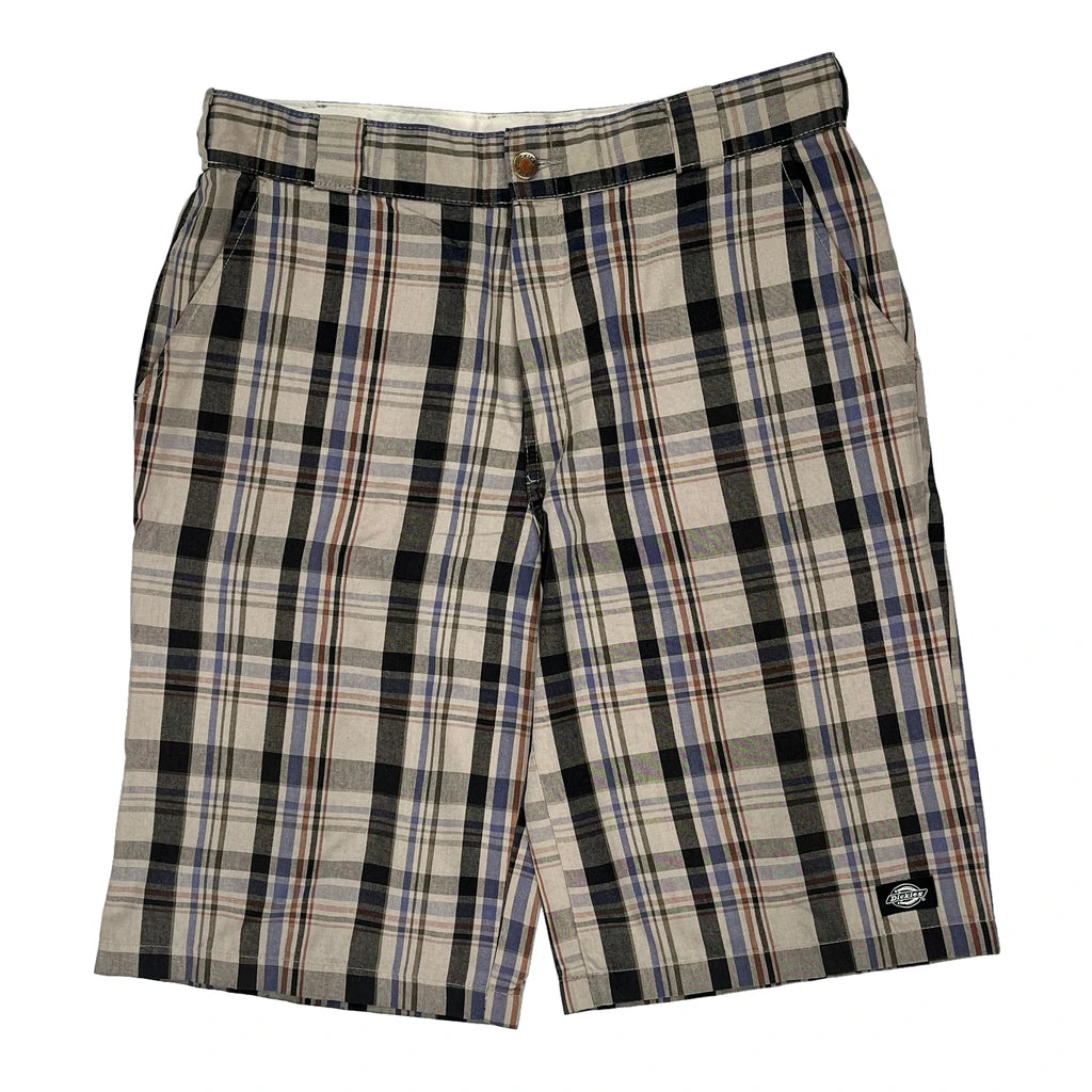 image of Regular Fit Dickies Checked Shorts - 34W 13L Beige Cotton