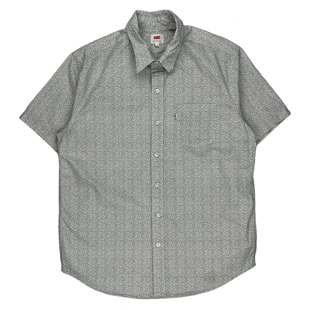 image of Levis Short Sleeve Shirt - Medium Black & White Cotton