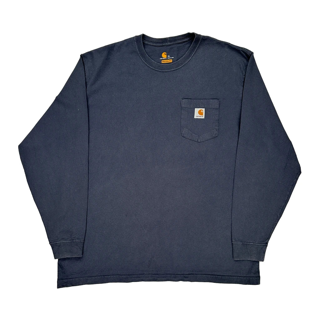 image of Carhartt Long Sleeve T-Shirt - XL Navy Cotton
