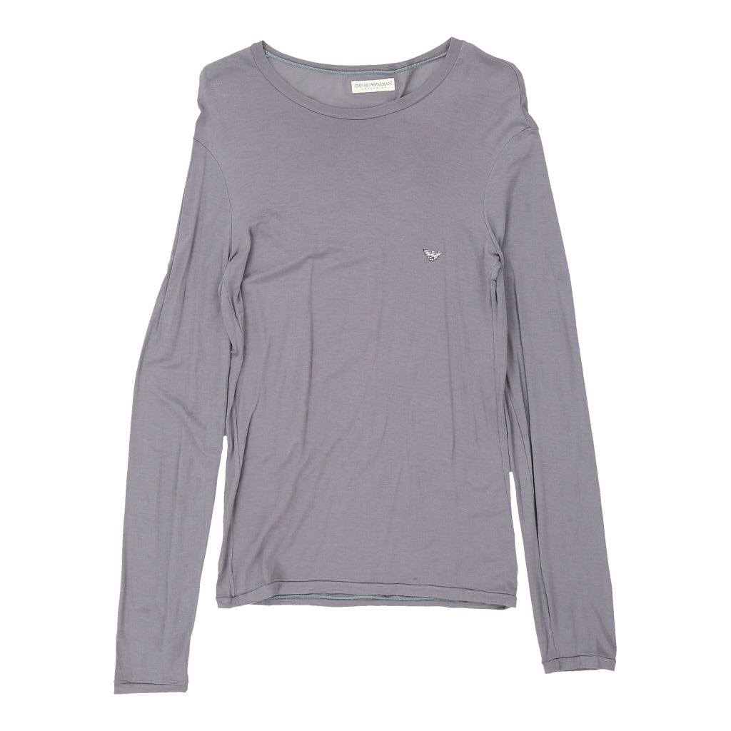 image of Emporio Armani Long Sleeve T-Shirt - Large Grey Cotton