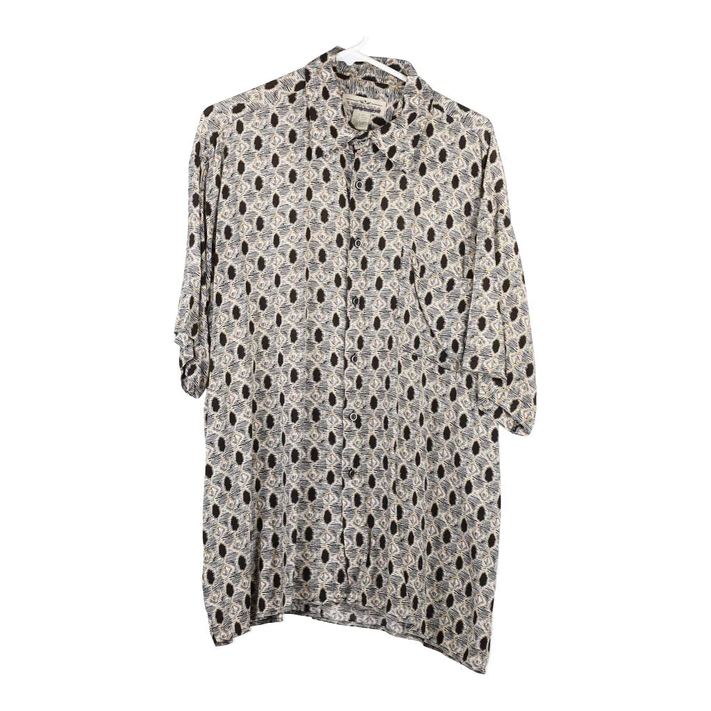 Image of Natural Issue Patterned Shirt - Large Black & White Viscose